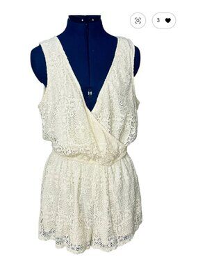American Eagle Ivory Macrame Romper L